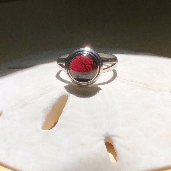 Deep Red Natural Garnet Crystal 6.75” Sterling 925 Ring - Picture 4 of 9